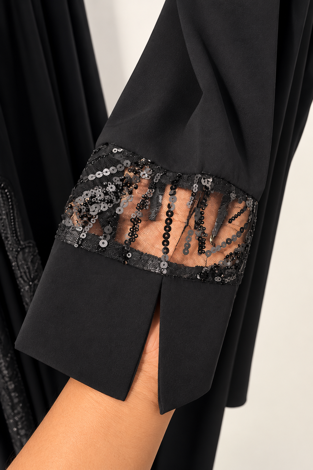 Layla Sequin Branch Embroidered Evening Abaya Set