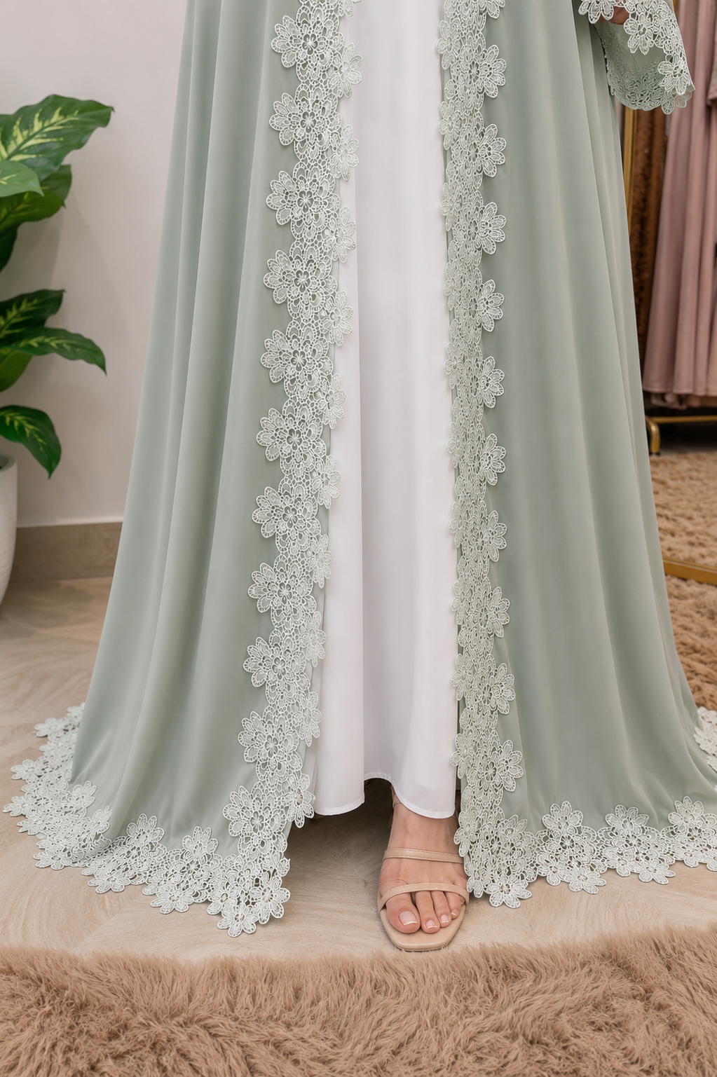 Mint Green Serenity Certified Korean Fabric 3-Piece Abaya Set