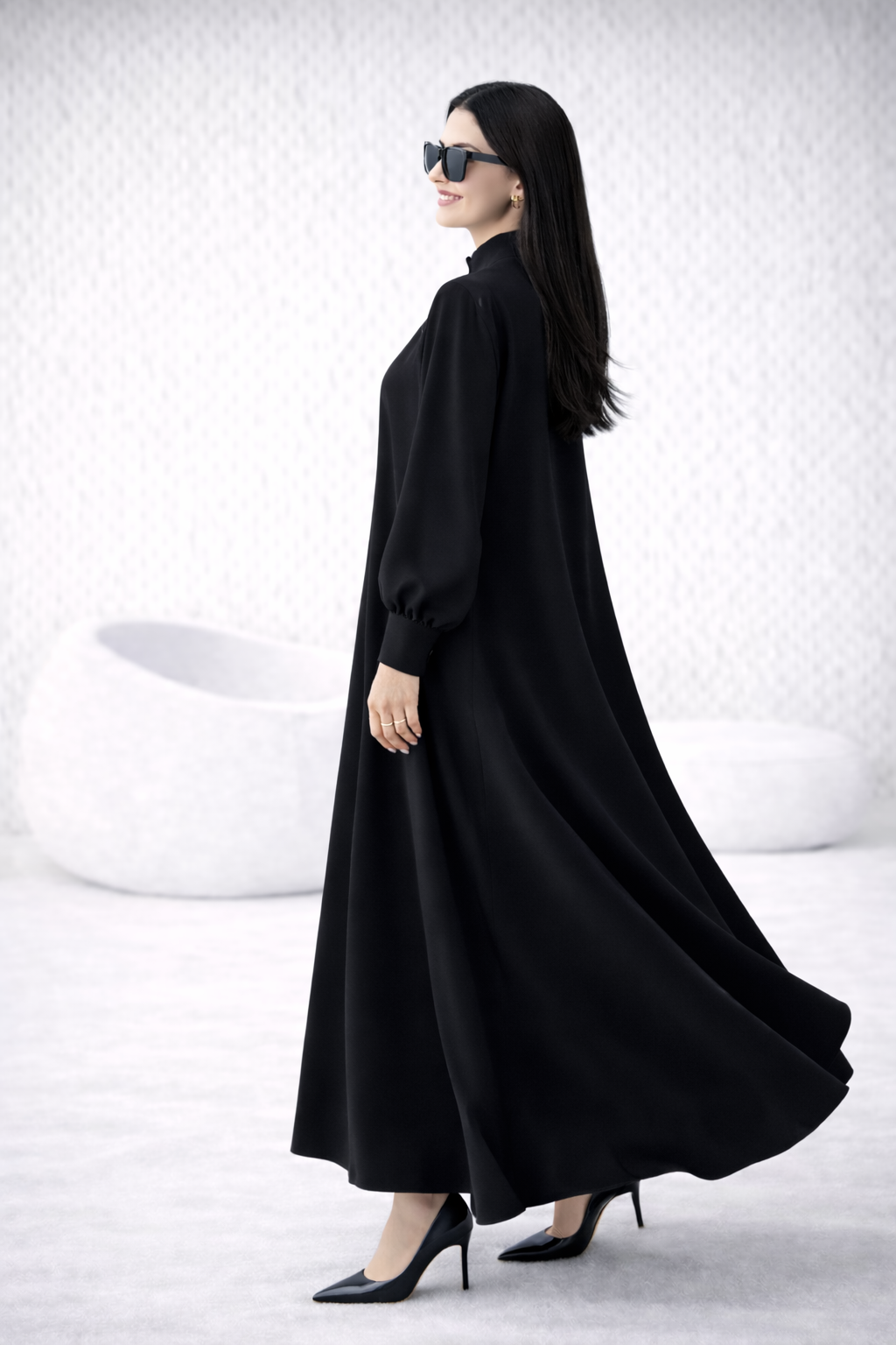 Premium Tailored Buttoned Closed Abaya – Black